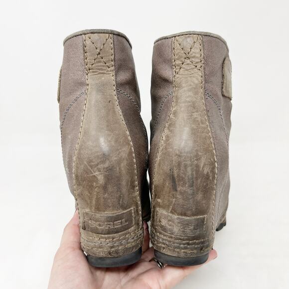 [Sorel] PDX Wedge Casual Ankle Boots Taupe Brown Lace Up Waterproof Winter 9.5 - Picture 4 of 12